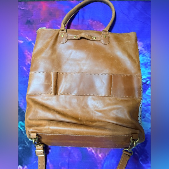 Sseko Spotted Cream and Tan Leather convertible Backpack Tote